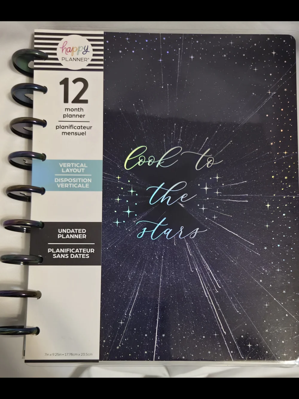 Happy Planner 'Look to the Stars' Undated 12-Month Planner - Black Galaxy